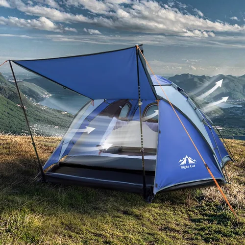 Miniatura 6 de Night Cat Pop Up Tent 2-3 Persons Instant Set Up Tent with Footprint Tarp & Porch, Automatic Double Layer Waterproof Camping Tent with Rainfly Azul
