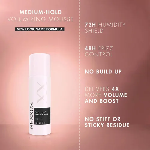Miniatura 3 de Nexxus Mousse de viaje, volumen de sujeción media, paquete de 4 – Escudo antihumedad de 72 horas, control de encrespamiento de 48 horas, fragancia