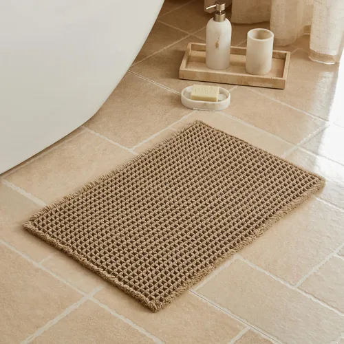 Triohero Tapete de baño con diseño de gofre, tapete de baño pequeño y bohemio, antideslizante, lavable, ultra suave, súper absorbente, de secado