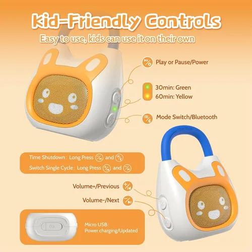 Miniatura 4 de alilo Pocket Bunny - Reproductor de música portátil para niños, juguetes musicales para niños pequeños, precargado de más de 120