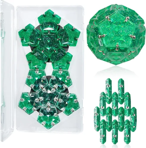 Miniatura 7 de LAFFTRAK - Esfera magnética antiestrés con imanes, juguetes sensoriales - Verde brillante cristalino; juego de 12 piezas - Creatividad más allá