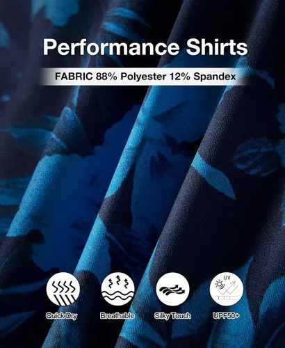 Miniatura 6 de ELETOP Polo de golf para hombre, manga corta, absorbe la humedad, polos tropicales hawaianos, camisas de golf de rendimiento para hombre, ajuste seco