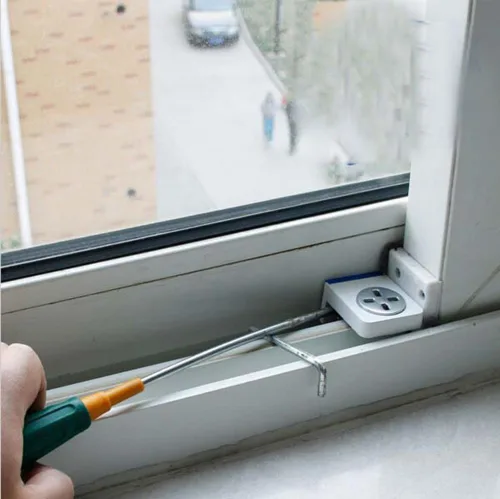 Miniatura 6 de Cerradura de ventana montada Cerradura de pestañas de seguridad para niños para ventana deslizante Bloqueo de límite antirrobo Prevención de caídas