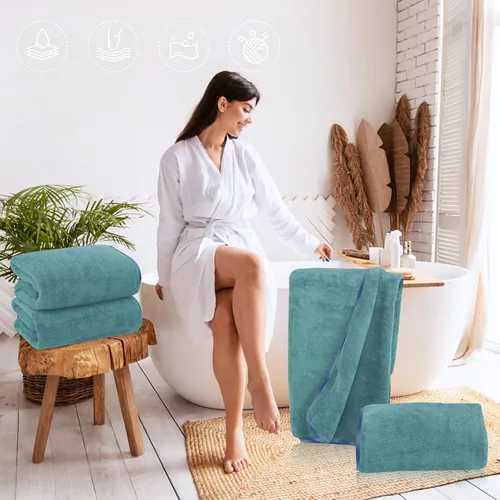 Miniatura 4 de TENSTARS Toallas de baño de seda con dobladillo para baño en liquidación - 27 x 55 pulgadas, ligeras, finas y de secado rápido, toalla absorbente