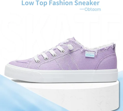 Miniatura 2 de Obtaom Play Tenis de lona para mujer, sin cordones, a la moda, blanco desgastado y estampado de leopardo