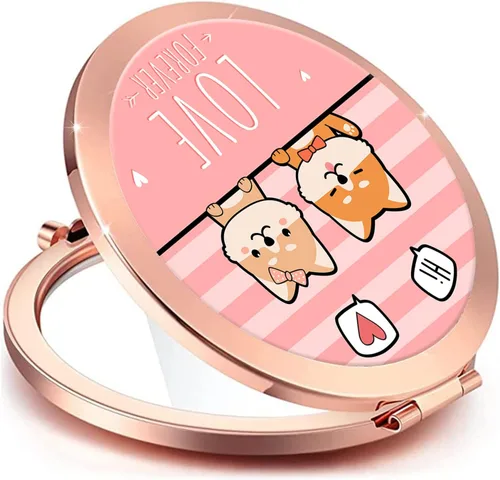 Miniatura 37 de Espejo compacto para mujeres, mini espejo redondo de maquillaje de viaje de bolsillo, bonito espejo de bolsillo plegable portátil pequeño para Flor