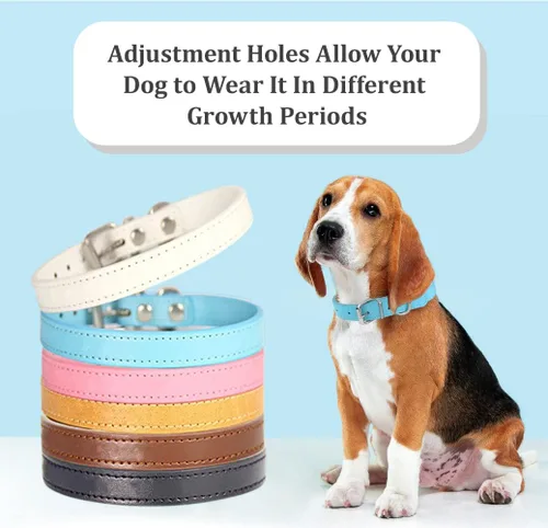 Miniatura 2 de Collares para mascotas – Collares de cuero para perros pequeños – Collar de identificación de cuero ajustable de 12 colores para cachorros, perros