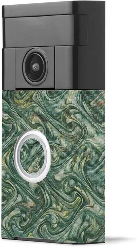 Miniatura 30 de MightySkins - Piel de fibra de carbono para timbre de video con anillo – Madera abstracta Acabado de fibra de carbono texturizado protector