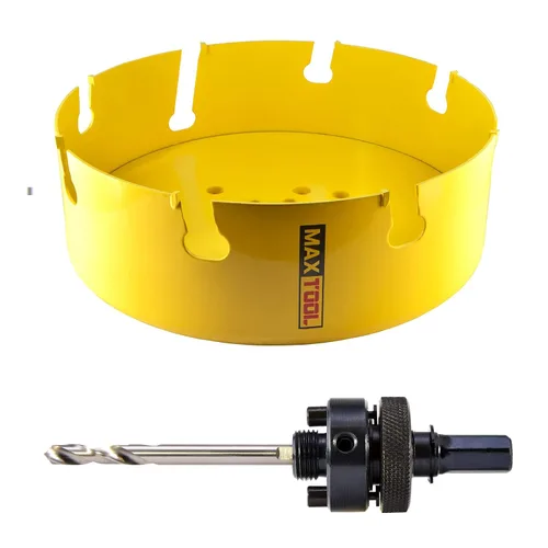 Miniatura 2 de MaxTool 8-1/16" TCT Hole Saw 8.071 in Carburo Punta Holesaw Arbored Pilot Bits Cortar ladrillo asfalto hormigón yeso piedra caliza baldosas madera