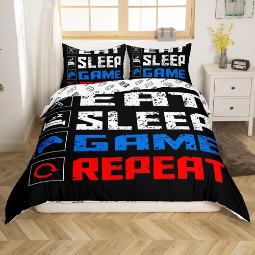 Miniatura 32 de Feelyou Juego de ropa de cama color verde azulado, tamaño individual, funda de edredón turquesa, azul, gris, grunge, degradado, para niños, niñas