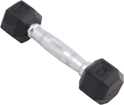 Body Sport Mancuerna hexagonal con revestimiento de goma, individual – Mancuernas para ejercicios – Equipo de entrenamiento de fuerza – Accesorios