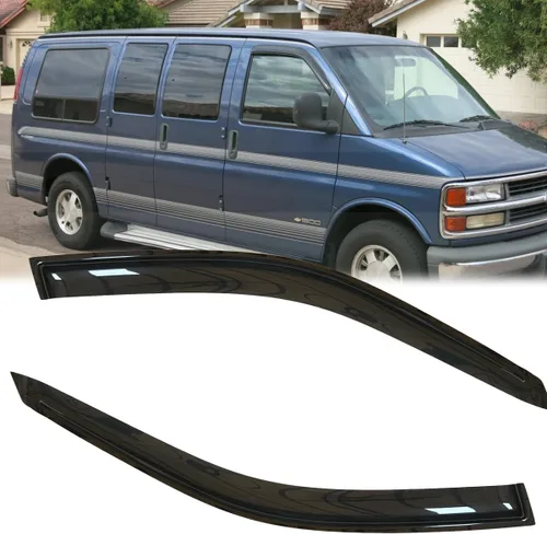 Miniatura 13 de 2 protectores de lluvia estilo montaje exterior, deflectores de viento duraderos para ventana lateral, color humo oscuro, viseras de ventana