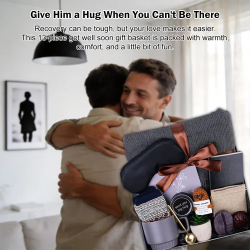 Miniatura 8 de Cestas de regalo para el Día del Padre «Get Well Soon» para hombres y mujeres, regalos para recuperarse después de la cirugía, paquete de cuidado