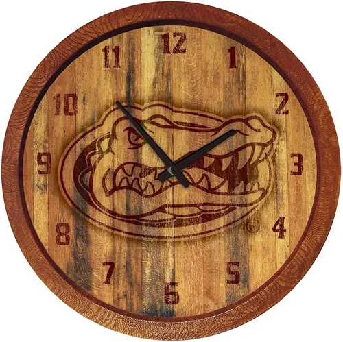 Miniatura 128 de The Fan-Brand NCAA Oklahoma Sooners: Reloj de pared con parte superior de barril de imitación para decoración de bar, decoración de fiesta