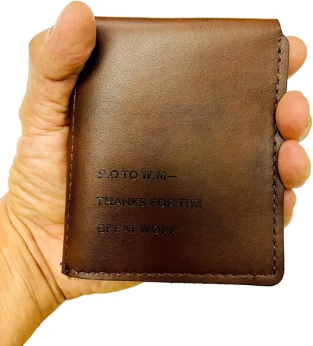 Miniatura 5 de costumebase WALTER MITTY WALLET secret life cuero genuino hecho a mano marrón, Marrón
