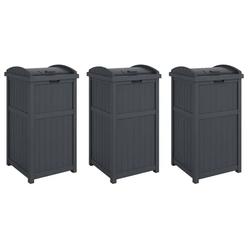 Miniatura 21 de Suncast Paquete de 4 contenedores de basura para exteriores con tapa con pestillo, capacidad de 33 galones Ciberespacio