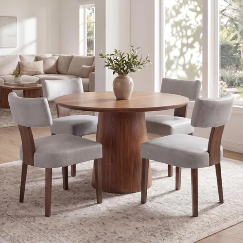 Miniatura 40 de VESCASA Juego de 2 sillas de comedor modernas de mediados de siglo, sillas de comedor tapizadas de lino con respaldo curvado ergonómico, patas