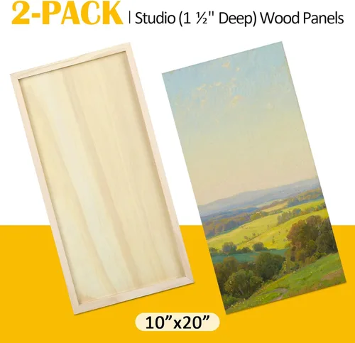 Miniatura 6 de Falling in Art Paquete de 2 paneles de lienzo de madera sin terminar, kit de paneles de madera de abedul de galería de 10 x 20 pulgadas, tablas