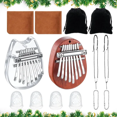 Miniatura 7 de eBoot 10 Piezas Juego de Mini Piano de 8 Teclas Incluye Piano de Dedo Pulgar con Cadena de Cordón, Protector de Dedos y Paño de Limpieza Regalo