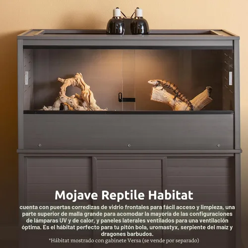 Miniatura 5 de New Age Pet ECOFLEX - Hábitat grande para reptiles de 48 pulgadas de ancho, Mojave Lounge para serpientes, tortugas y lagartos en arce, negro y Gris