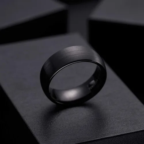 Miniatura 2 de King Will Anillo de carburo de tungsteno para hombre, acabado mate, 0.079pulgadas, 0.157pulgadas, 0.236pulgadas, 0.315pulgadas, color negro Anillo