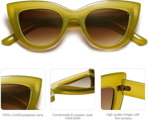 Miniatura 46 de SOJOS Retro Small Vintage Cat Eye Sunglasses for Women Cute Fashion UV400 Sunnies SJ2939