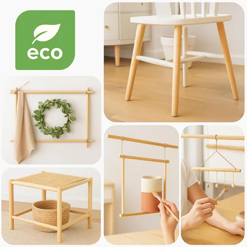 Miniatura 9 de 10 varillas de bambú de 1/2 pulgadas x 48 pulgadas de largo, clavijas redondas de madera para manualidades, proyectos escolares, palos de madera