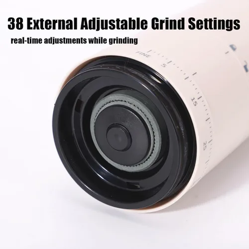 Miniatura 4 de Molinillo de café eléctrico portátil con 38 ajustes de molienda ajustables, rebaba cónica de núcleo de cerámica recargable por USB, molinillo