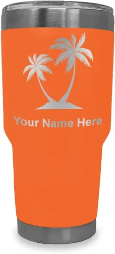 Miniatura 9 de LaserGram Vaso aislado al vacío de 20 onzas, palmeras, grabado personalizado incluido (negro)