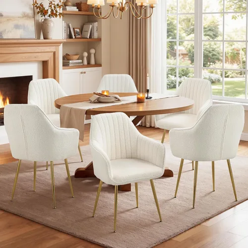 Miniatura 16 de AVAWING Modern Living - Juego de 2 sillas con reposabrazos decorativos para sala de estar, comedor, de terciopelo, tapizado, de mediados de siglo