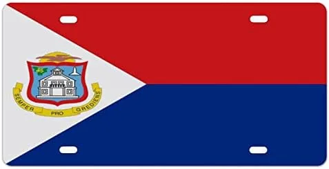 Placas de matrícula de San Martín con la bandera de San Martín, placa decorativa frontal para automóvil, bandera nacional, recuerdo de país, placas