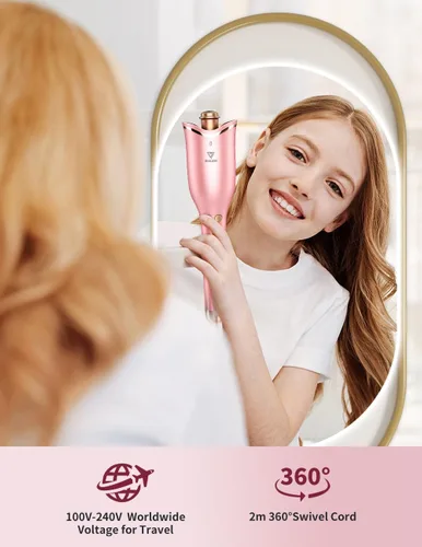 Miniatura 4 de Rizador automático para cabello largo, rizador automático de pelo de 1 pulgada, barril giratorio de cerámica, portátil, rotación automática de 4