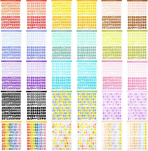 Tenare 30 hojas de calcomanías de números del alfabeto coloridas, autoadhesivas, manualidades, manualidades, álbumes de recortes, letras para
