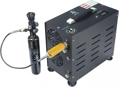 Miniatura 8 de TUXING Compresor de aire PCP de 4500 PSI Compresor de tanque de buceo de doble cilindro de 800 W Sistema de enfriamiento de ventilador integrado