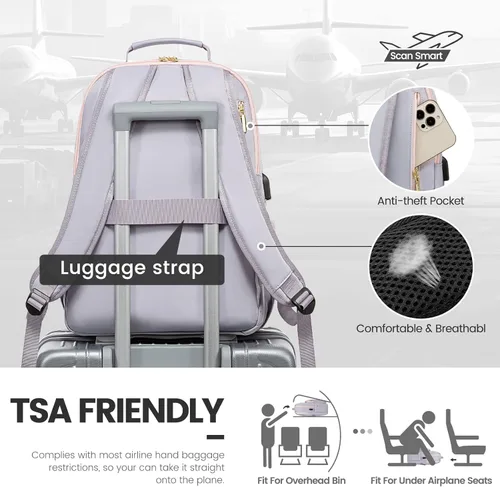 Miniatura 6 de LOVEVOOK - Mochila para laptop de 15.6 pulgadas para mujer, linda mochila de viaje con asa superior, mochila profesional para computadora, mochila