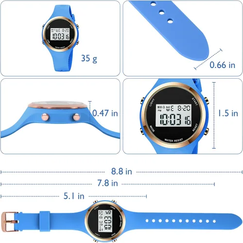 Miniatura 22 de Women LED Display Elecreonic Watch Fashion Chrono Alarm Digital Clock Woman Outdoor Sport Wirstwatch