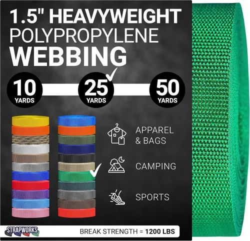 Miniatura 39 de Strapworks Heavyweight Polypropylene Webbing - Heavy Duty Poly Strapping for Outdoor DIY Gear Repair, 1.5 Inches
