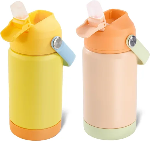 Miniatura 23 de Kerilyn - Botella de agua para niños, de acero inoxidable, con pajilla a prueba de fugas, con aislamiento térmico, libre de bisfenol A, unisex