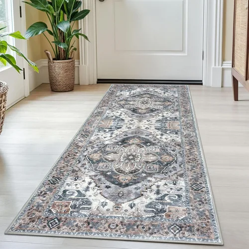 Miniatura 109 de SIILOOM Alfombra lavable de 2 x 3 pies, alfombra suave color taupe ceniza para entrada, tapete antideslizante para puerta de interior, tapete