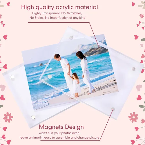 Miniatura 3 de Handepo 12 piezas de marco de fotos de acrílico marco de fotos de acrílico transparente magnético para escritorio de doble cara de 20 mm de grosor