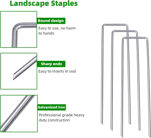 Miniatura 2 de Grapas para Paisajismo Galvanizadas en Forma de U, Estacas de Jardín de 6 Pulgadas 50 Piezas Grapas de Jardín, Estacas de Patio, Estacas