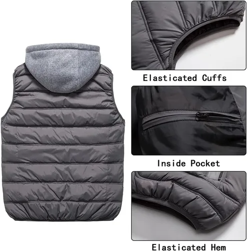 Miniatura 3 de Msmsse Chalecos acolchados para hombre, chaleco de invierno para hombre, ligero, resistente al viento, chaleco con capucha para golf y correr