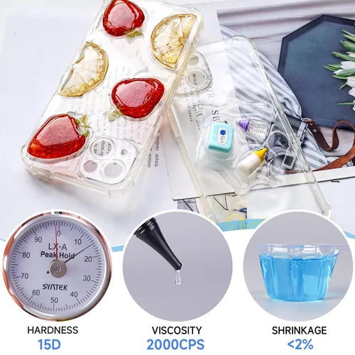 Miniatura 4 de LET'S RESIN Resina UV tipo suave, 3.53 onzas de resina epoxi ultravioleta transparente elástica y flexible, kit de resina UV de baja contracción