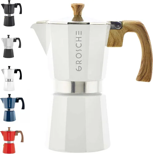 Miniatura 10 de GROSCHE Milano Cafetera Moka para Preparar Espresso en la Estufa, 9 Tazas de Café, 15.2 oz, Negro. Cafetera Cubana para Preparar Café en la Estufa
