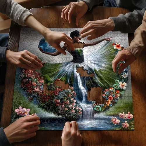 Miniatura 4 de Impossible Puzzle para adultos de 1000 piezas, paisaje de fantasía bailarina, dama rompecabezas, arte estético, floral, elegante, abstracto