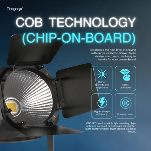 Miniatura 2 de Avalon COB - Foco LED de 100 W Luz blanca fría de 5600 K con puertas de granero Elipsoidal DMX profesional para conciertos, bandas, fotografía