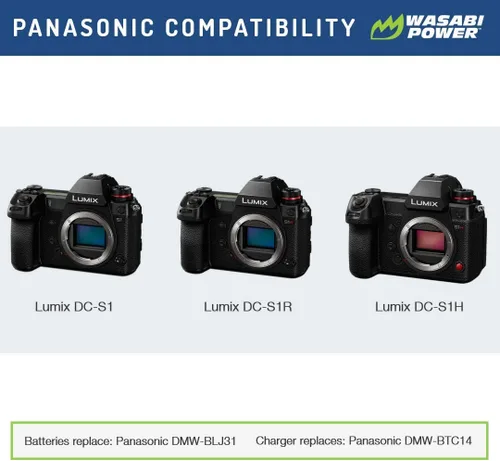 Miniatura 2 de Wasabi Power Batería (paquete de 2) y cargador USB dual para cámaras sin espejo Panasonic DMW-BLJ31 y Panasonic Lumix DC-S1, DC-S1H, DC-S1R, LUMIX S