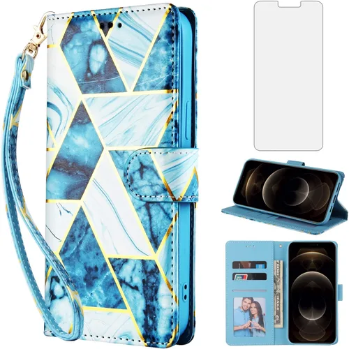Miniatura 11 de Funda compatible con iPhone 12 Pro Max 6.7 y protector de pantalla de vidrio templado, funda de cuero con tapa para iPhone 12promax 5G i 12s Plus