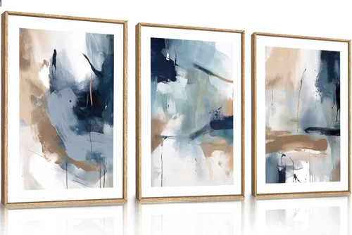 Miniatura 44 de LHIUEM Gran Arte de Pared de Lienzo Abstracto Marrón Gris Enmarcado, Decoración de Pared en Toques de Pincel Pastel, Pintura de Pared Moderna