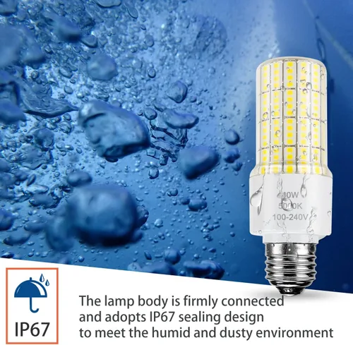 Miniatura 5 de ZP Paquete de 2 bombillas LED A19 300 W equivalentes a 40 W, 5000 lúmenes, 5000 K, luz blanca fría, base E26/E27, iluminación impermeable